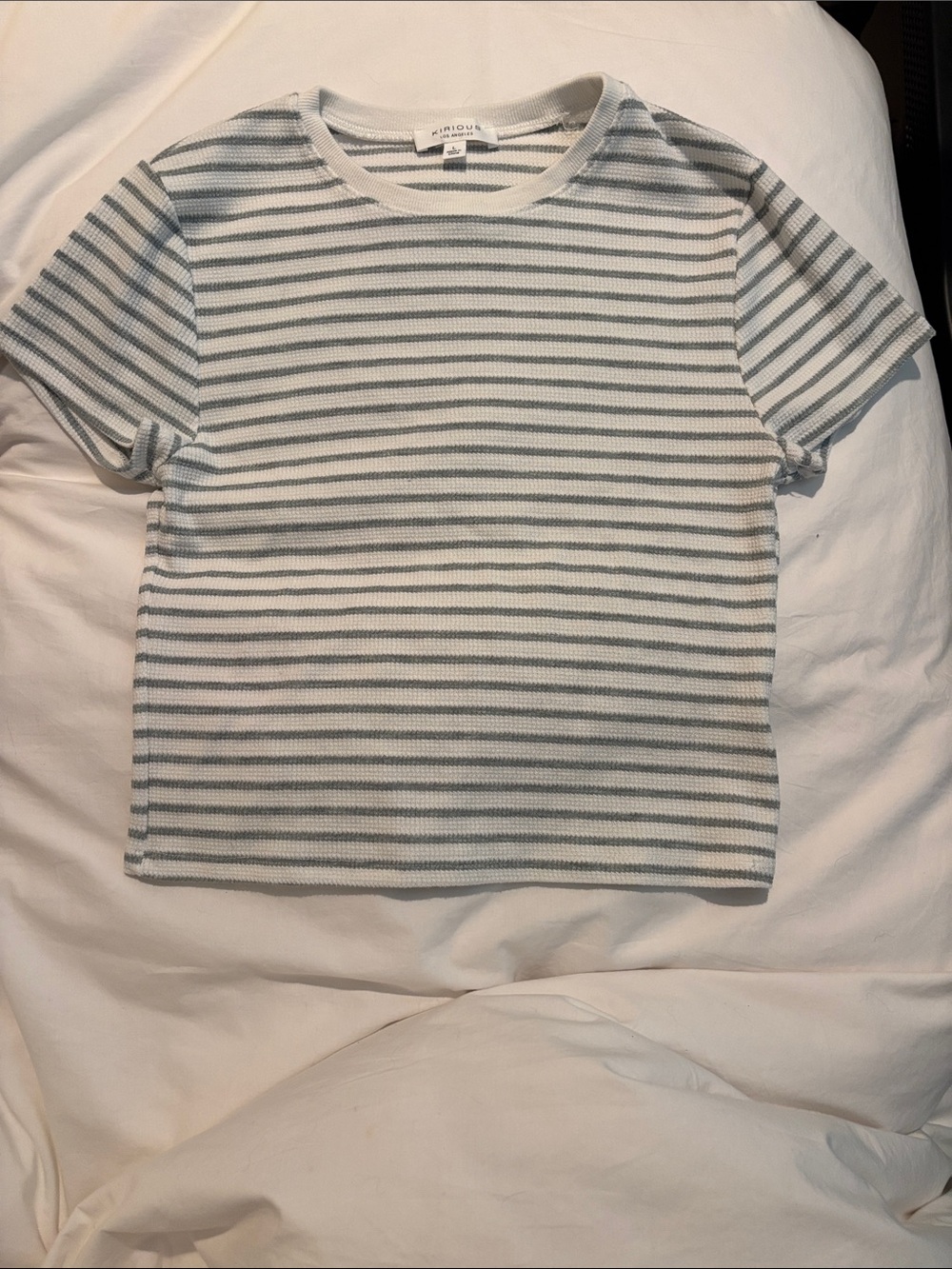 Kirious Los Angeles Striped Knit Tee - White & Light Gray